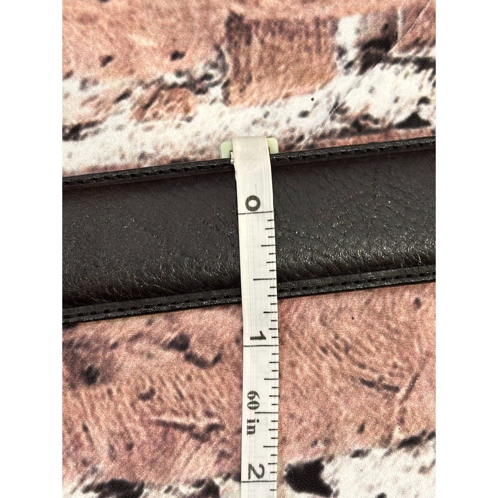 Mens Black Genuine Leather Belt Silver Buckle Size 36 1005362 010 - Picture 6 of 7